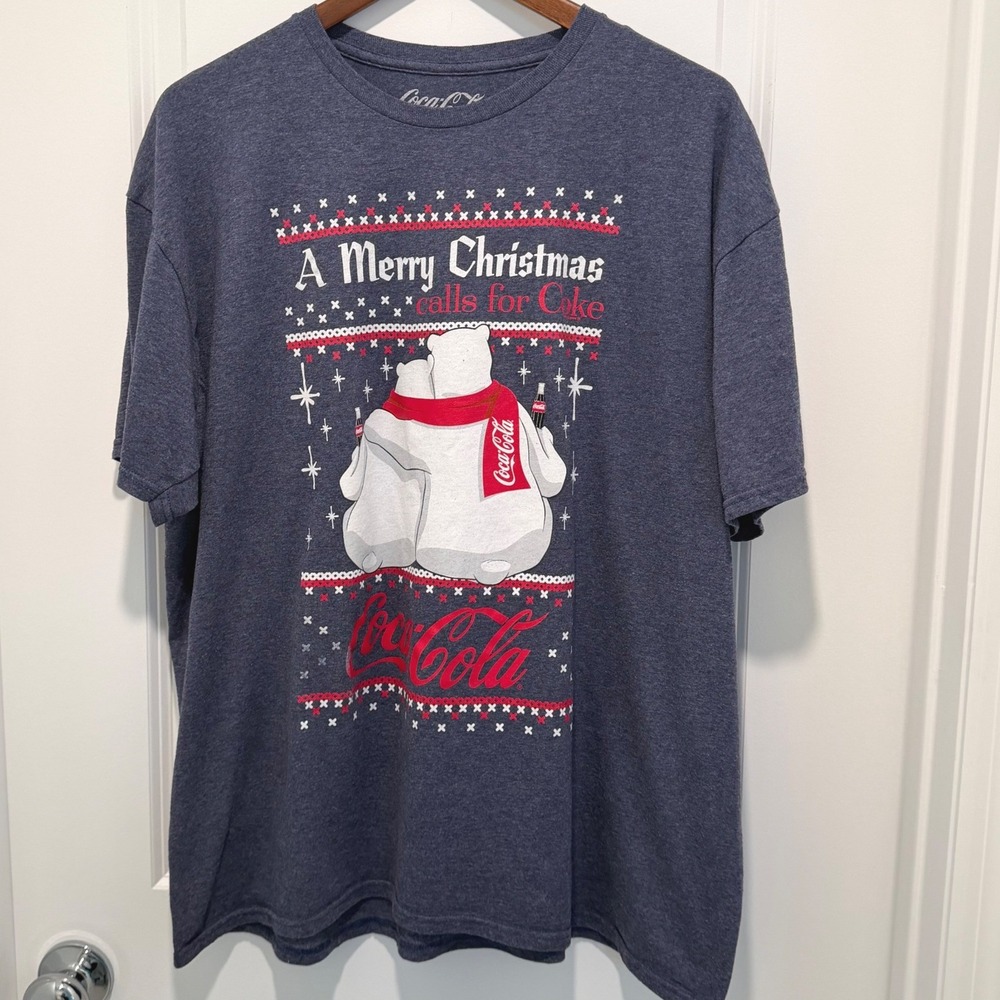 Coca-Cola Christmas holiday polar bear Graphic T-Shirt Mens XXL